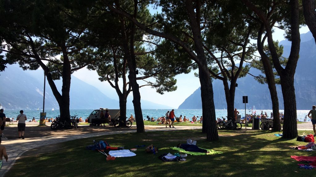The beach in Riva del Garda